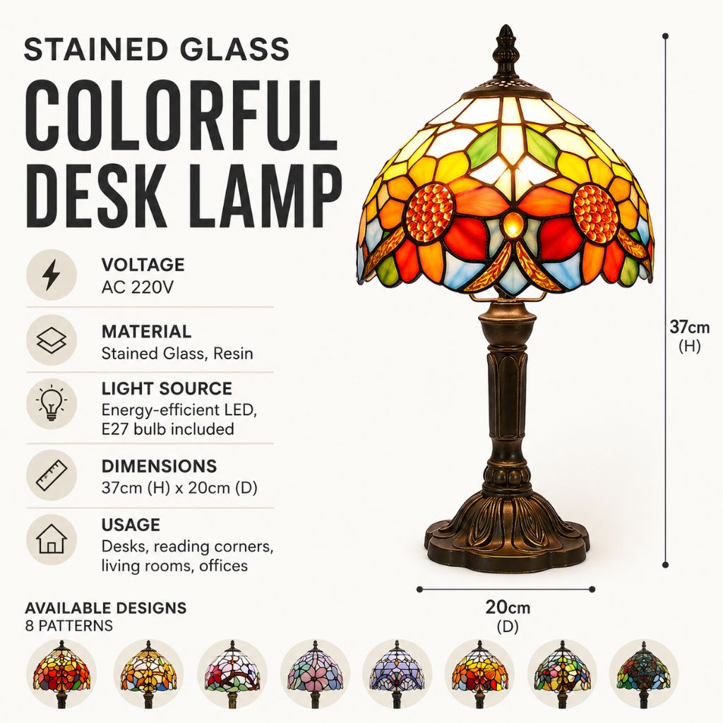 Stained Glass Colorful Desk Lamp