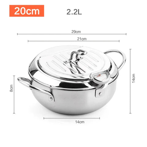 Stainless Steel Deep Frying Pot – Thermometer & Cool Touch Handles