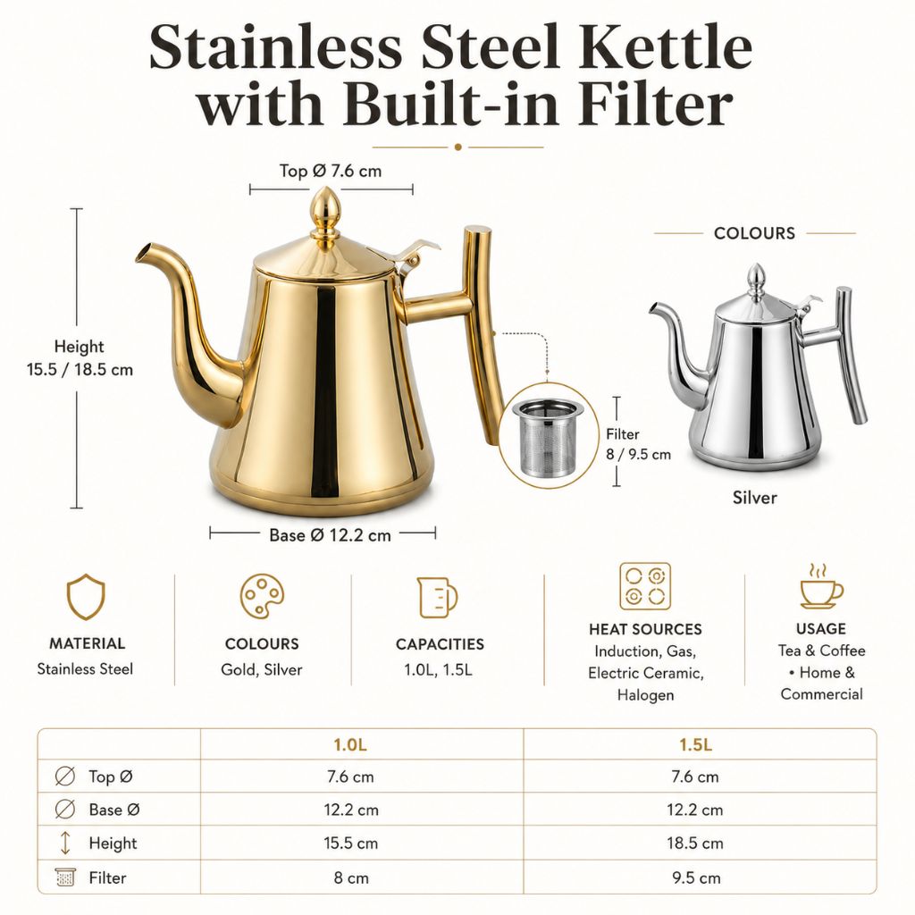 Stainless Steel Kettle with Built-in Filter