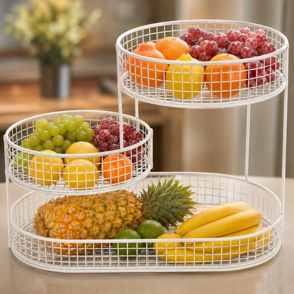Stainless steel multi-layer round fruit basket display rack - view 7
