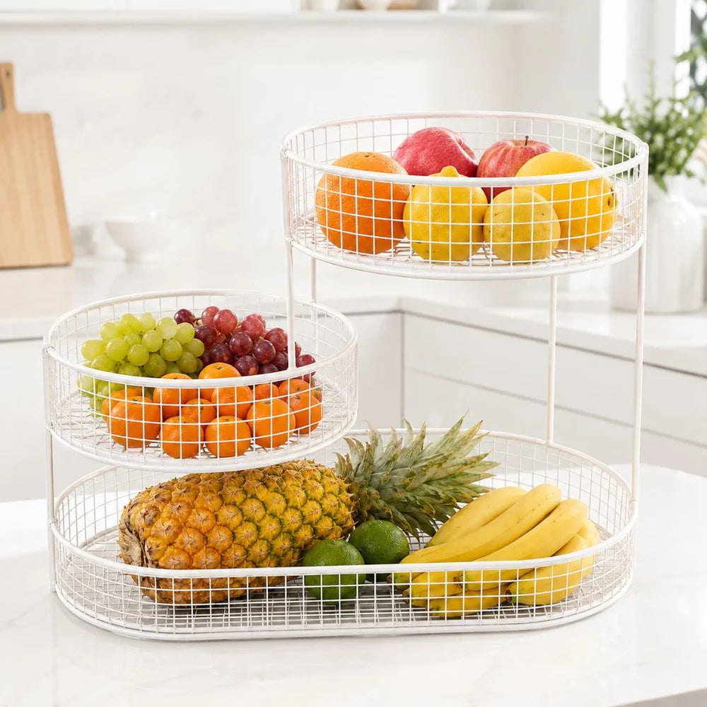 Stainless steel multi-layer round fruit basket display rack - view 10