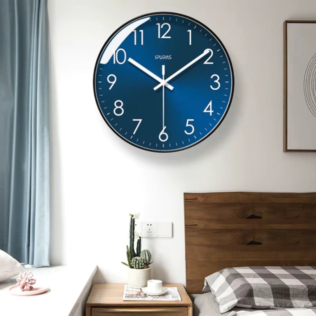 Stellar Blue Silent Quartz Modern Wall Clock - Lattea Global