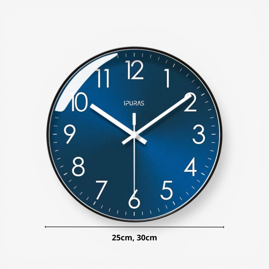 Stellar Blue Silent Quartz Modern Wall Clock - Lattea Global