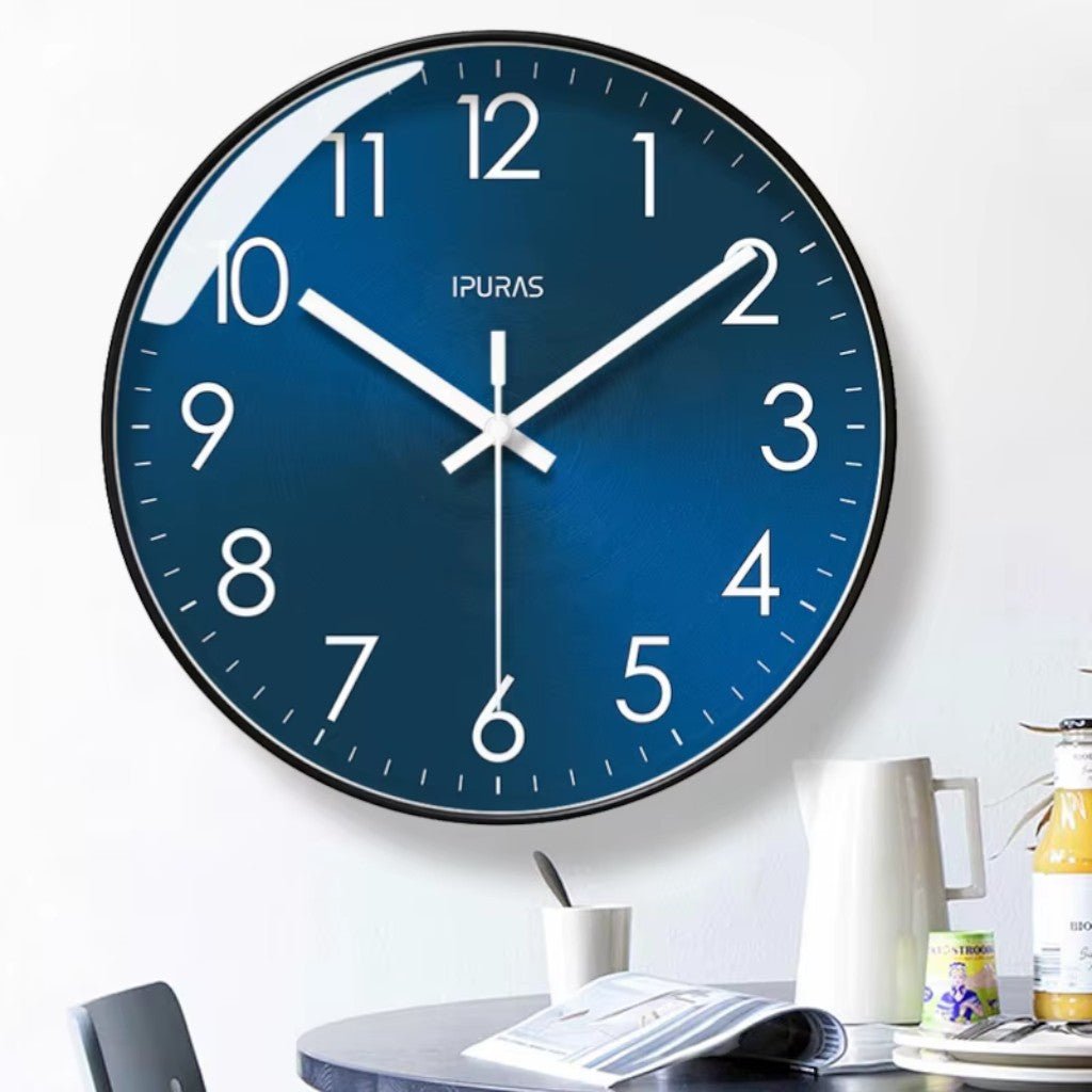 Stellar Blue Silent Quartz Modern Wall Clock - Lattea Global
