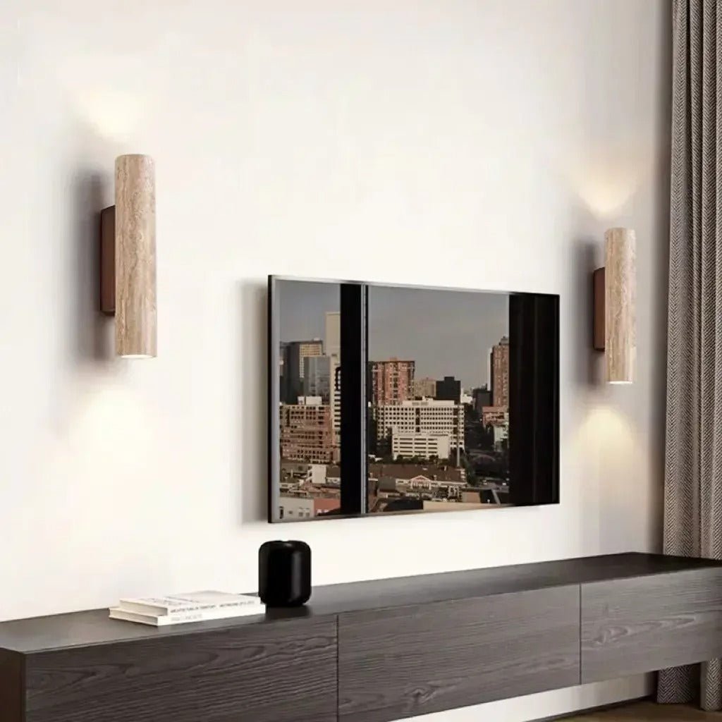 StoneShine - Wabi Sabi Travertine Wall Lamp - Lattea Global