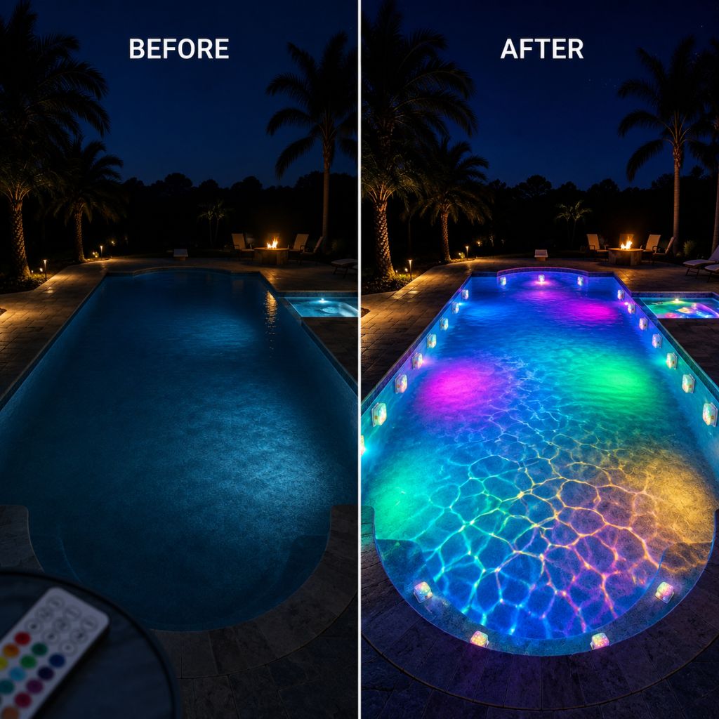 Submersible Pool Light Rechargeable RGB LED with Remote Control