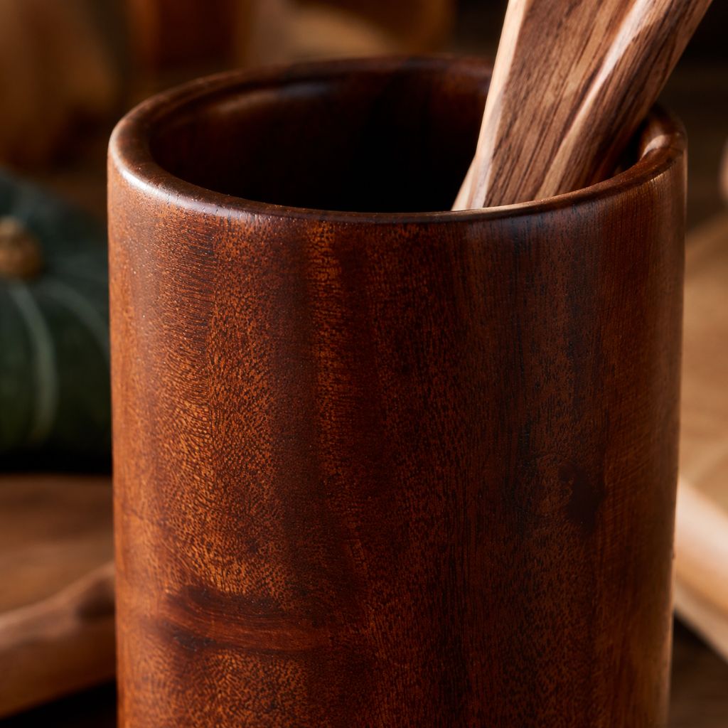 Teak Wood Kitchen Utensil Holder