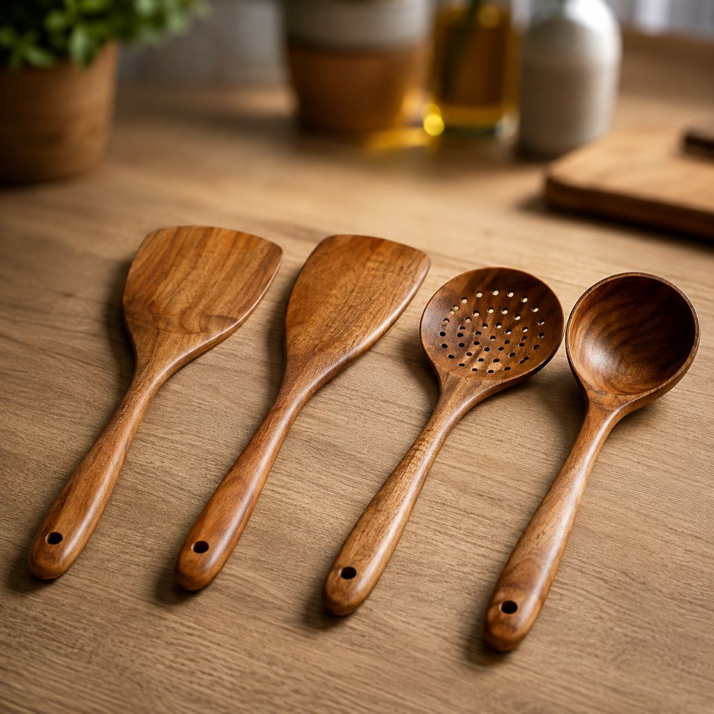 Teak Wooden Kitchen Utensils Set