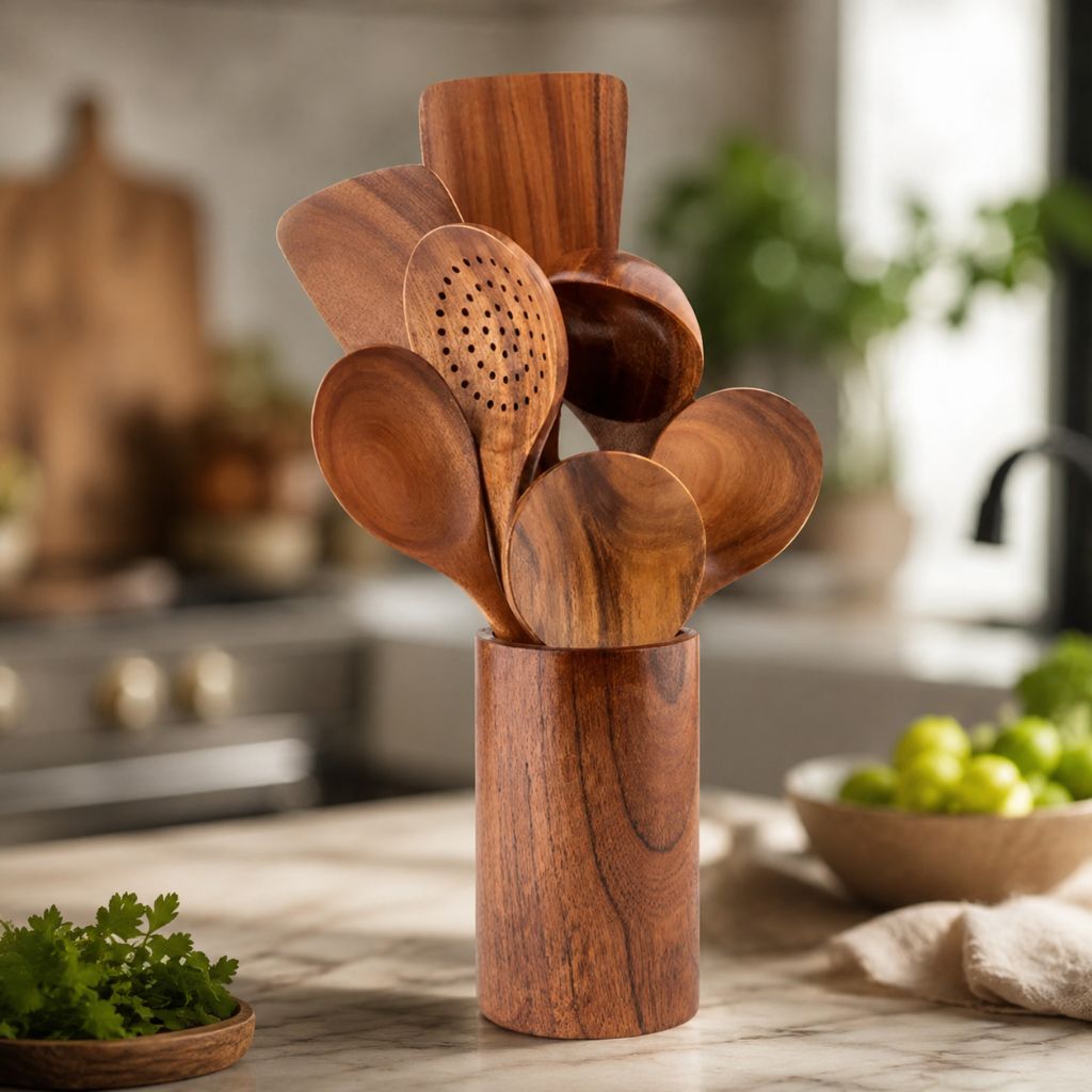 Teak Wooden Kitchen Utensils Set