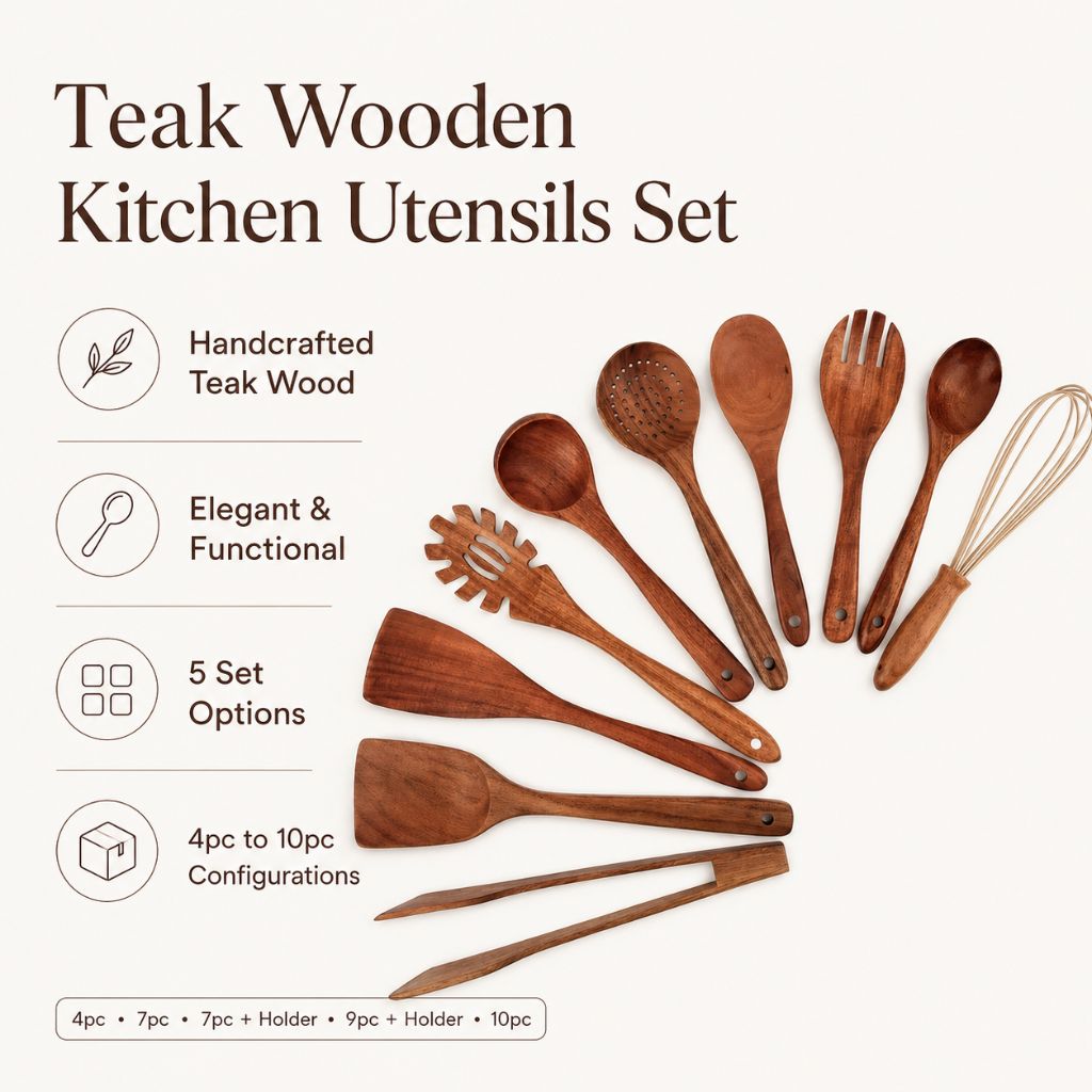 Teak Wooden Kitchen Utensils Set