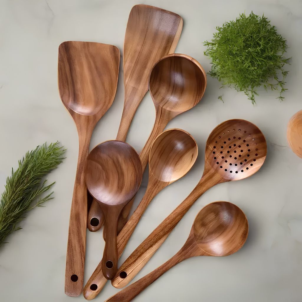 Teak Wooden Kitchen Utensils Set