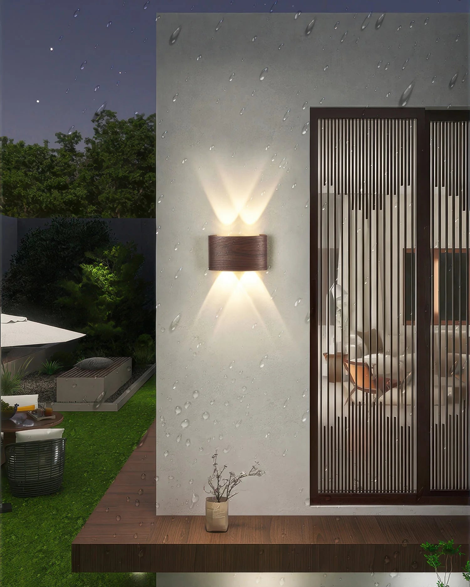 TimberGlow Woodgrain LED Outdoor Sconce