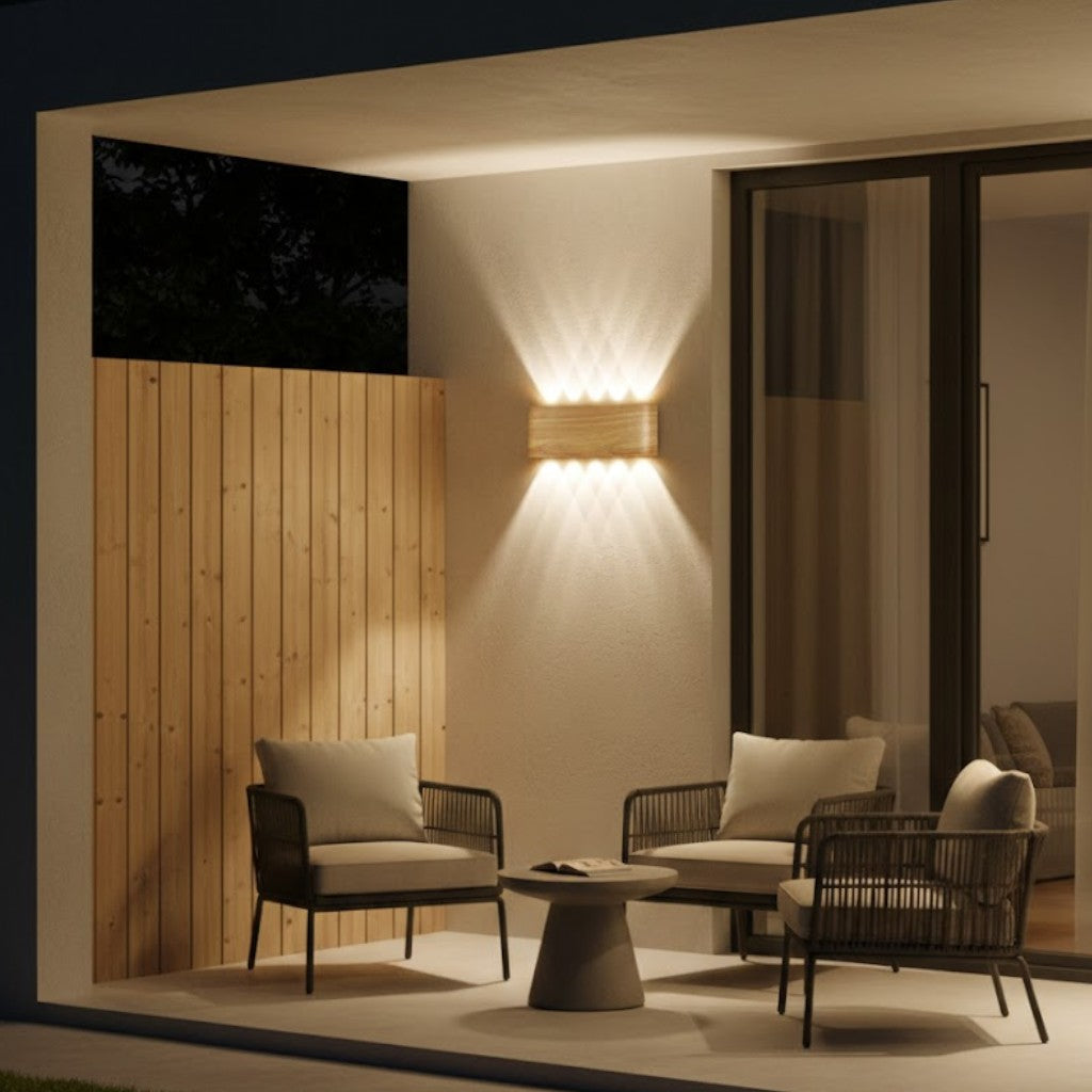 TimberGlow Woodgrain LED Outdoor Sconce