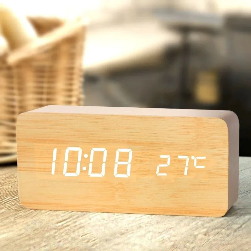 TimberTime - Natural Wooden LED Digital Alarm Clock