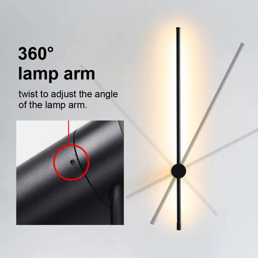 Touch dimming led wall sconce black aluminium 360 arm - view 6