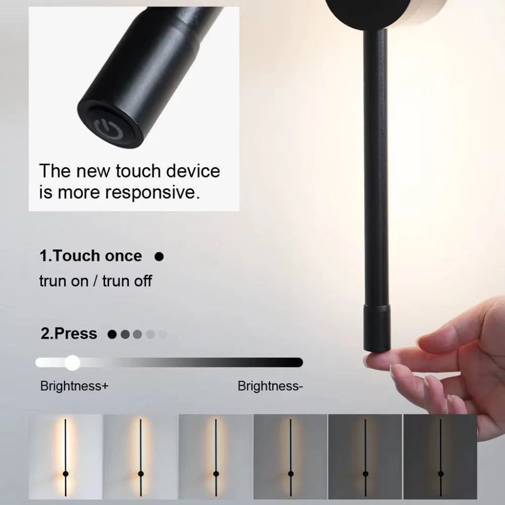 Touch dimming led wall sconce black aluminium 360 arm - view 7