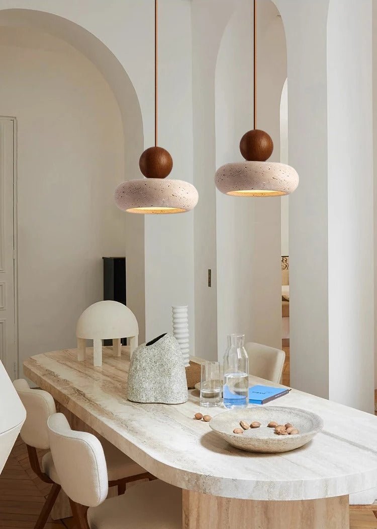 TraverLamp Wabi Sabi Floating Travertine Pendant Light - Lattea Global