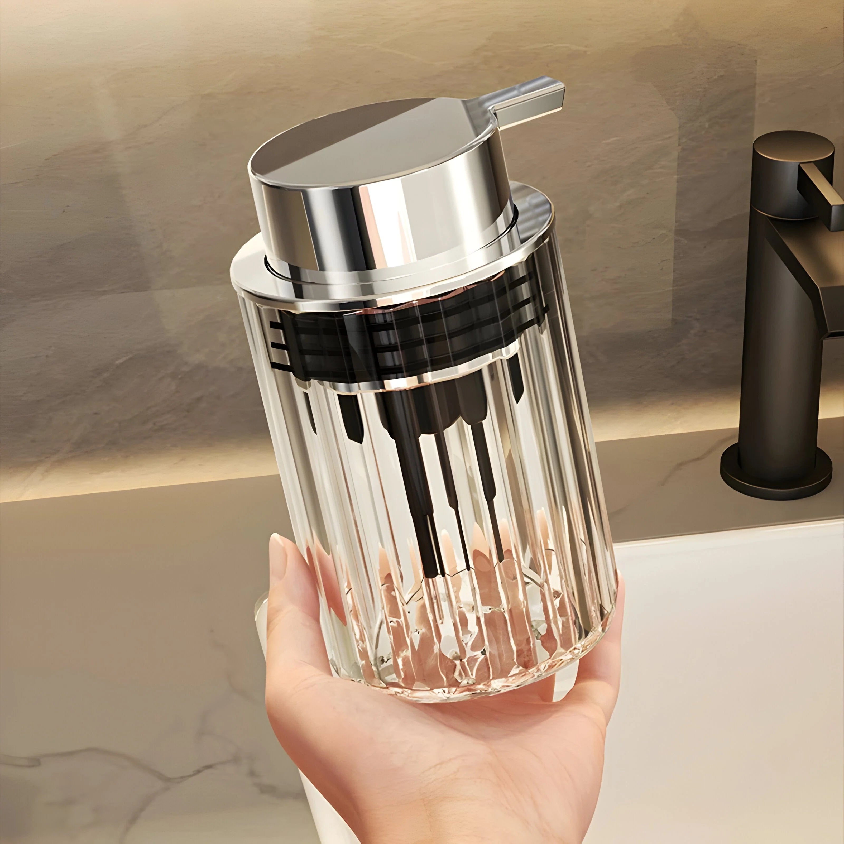 Trendy Striped Soap Dispenser