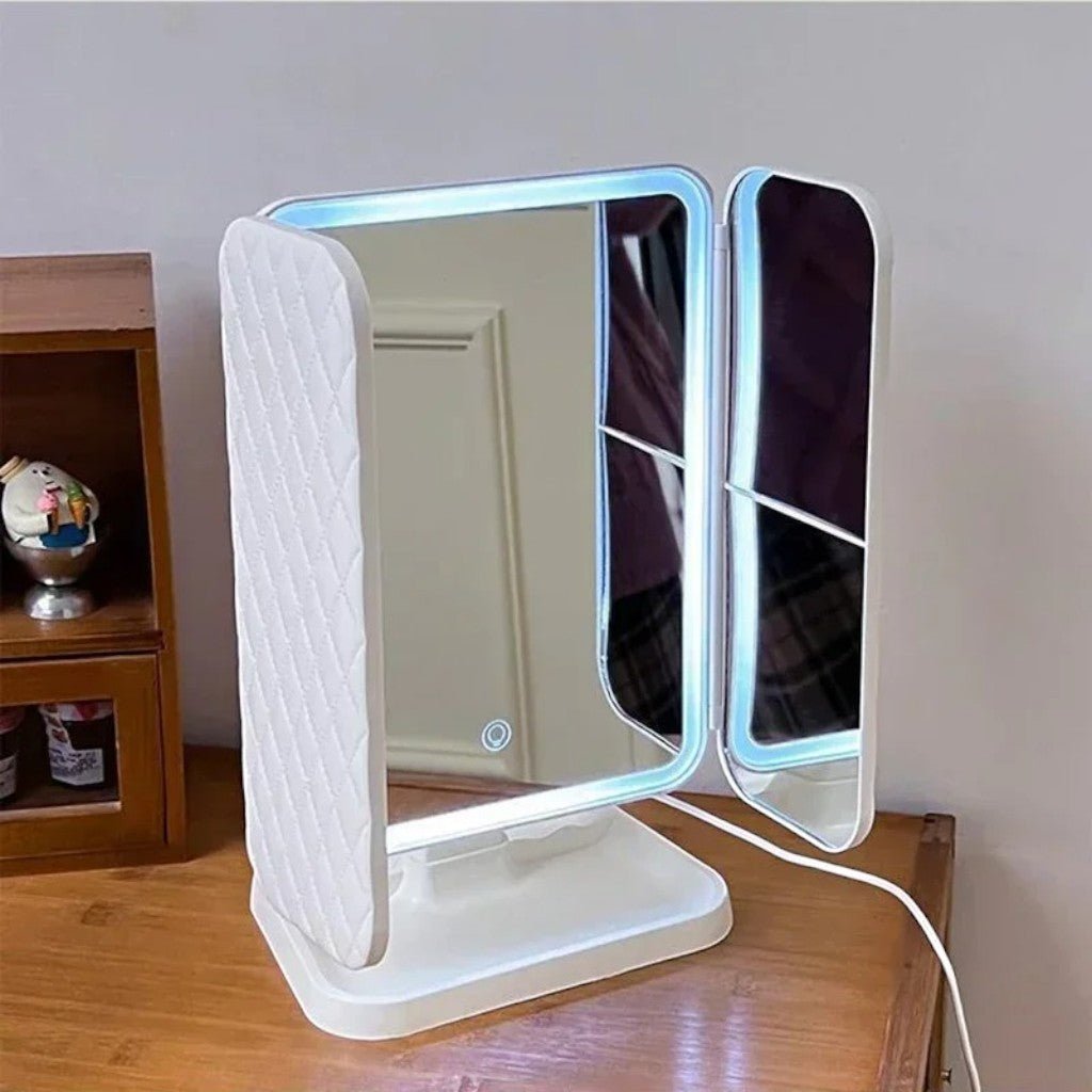 Trifold Lighted Makeup Magnifying Mirror Rechargeable - Lattea Global