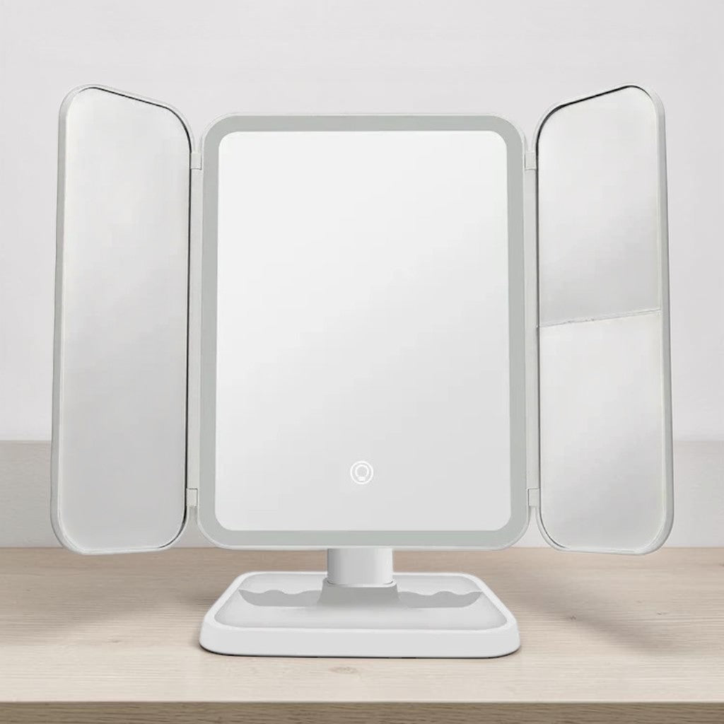 Trifold Lighted Makeup Magnifying Mirror Rechargeable - Lattea Global