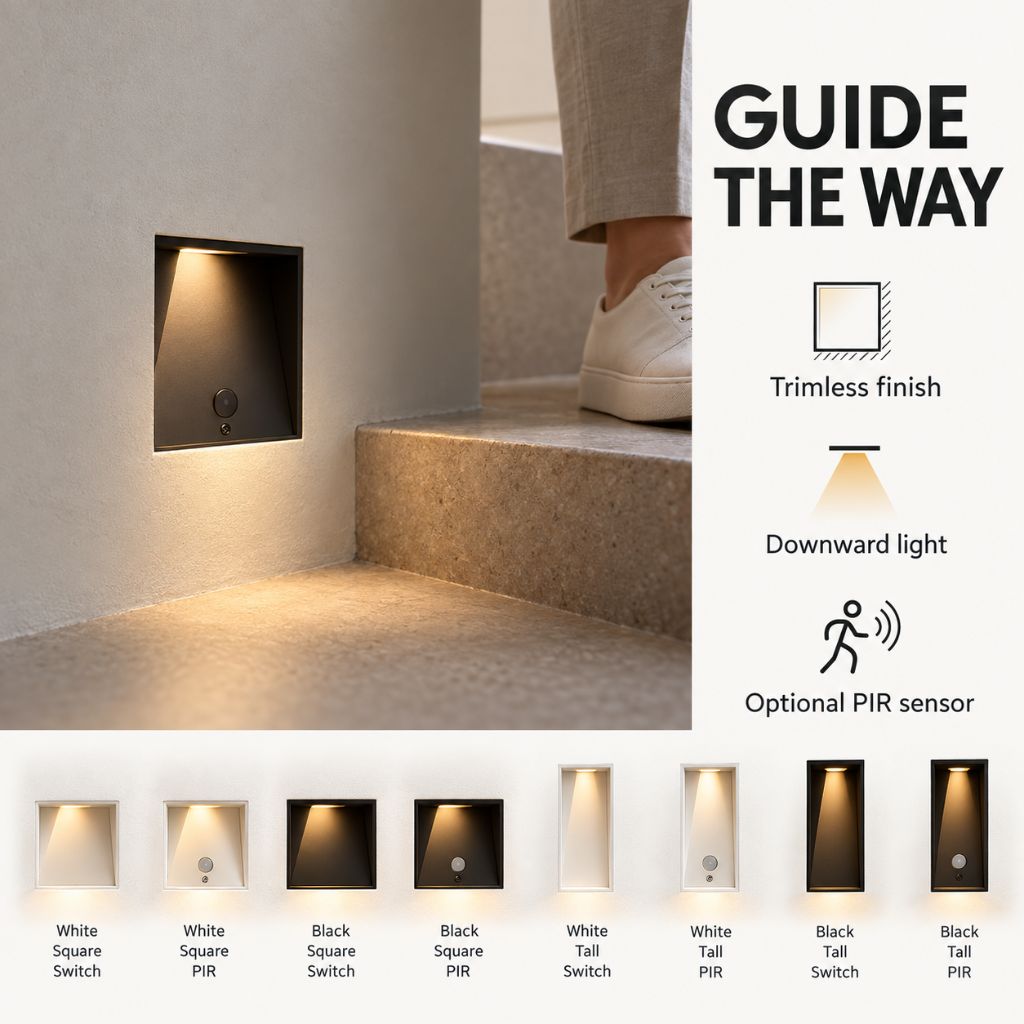 Trimless Recessed LED Step Light with Optional PIR Sensor