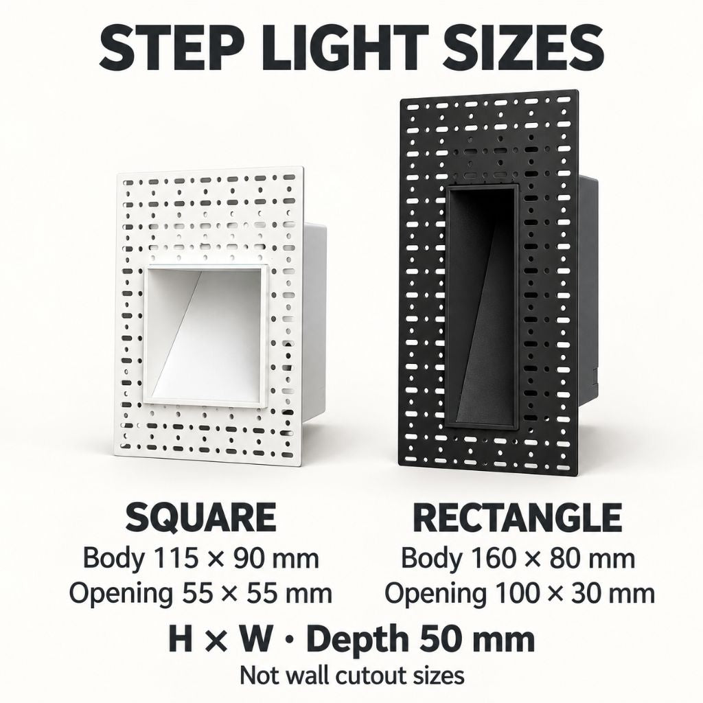 Trimless Recessed LED Step Light with Optional PIR Sensor