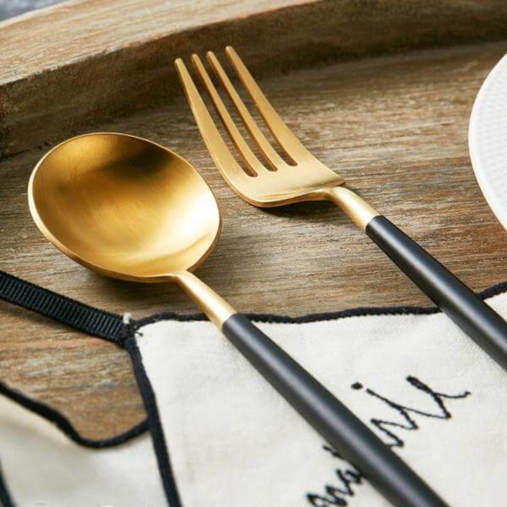 Two - Tone Handle Gold Cutlery Set - 30 Piece Flatware - Lattea Global