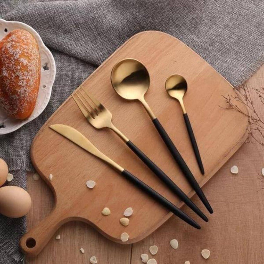 Two - Tone Handle Gold Cutlery Set - 30 Piece Flatware - Lattea Global