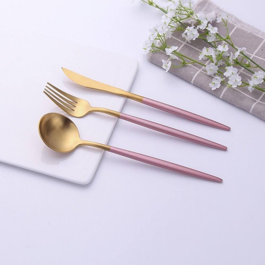 Two - Tone Handle Gold Cutlery Set - 30 Piece Flatware - Lattea Global