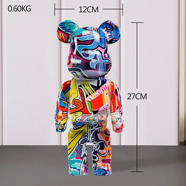 Resin Bear Sculpture with Graffiti Street Art Design