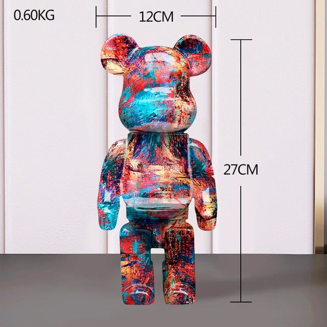 Resin Bear Sculpture with Graffiti Street Art Design