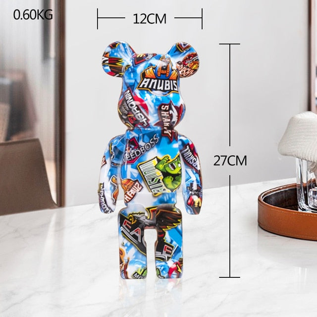 Resin Bear Sculpture with Graffiti Street Art Design