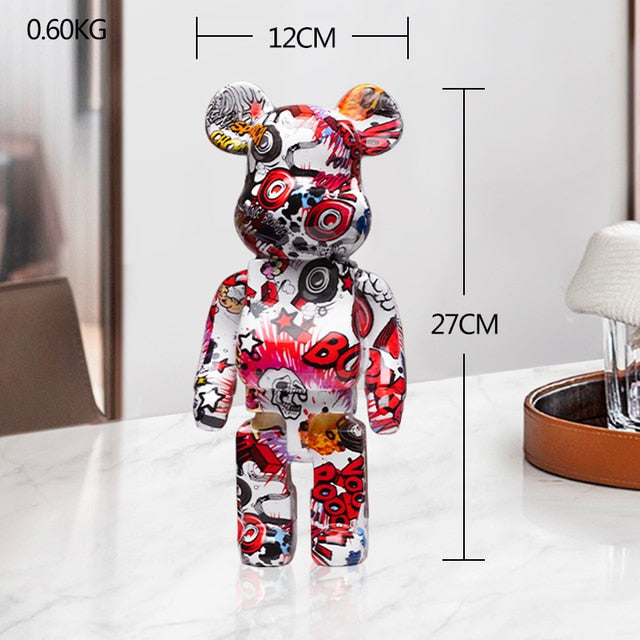 Resin Bear Sculpture with Graffiti Street Art Design