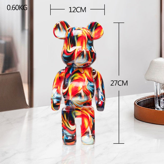 Resin Bear Sculpture with Graffiti Street Art Design