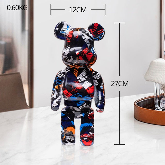 Resin Bear Sculpture with Graffiti Street Art Design