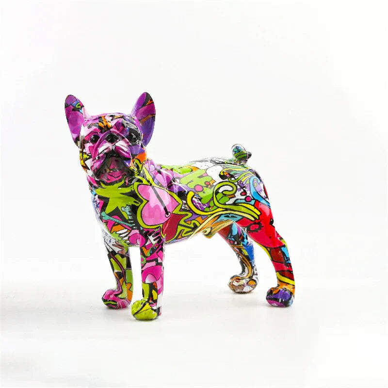 Vibrant Graffiti French Bulldog Statue