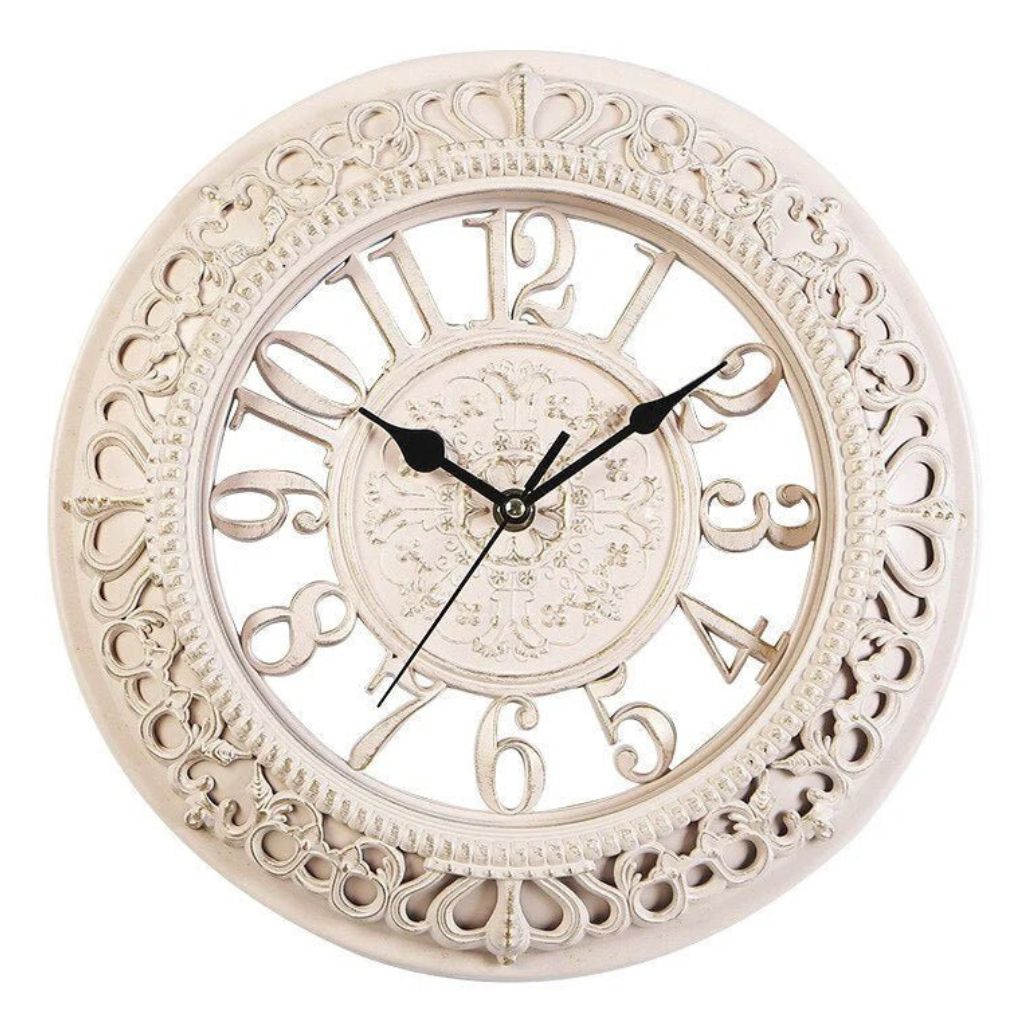 Vintage Antique European Metal Open-Face Wall Clock