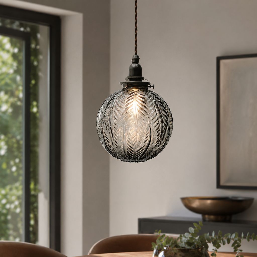 Vintage Colonial Glass Globe Pendant Light