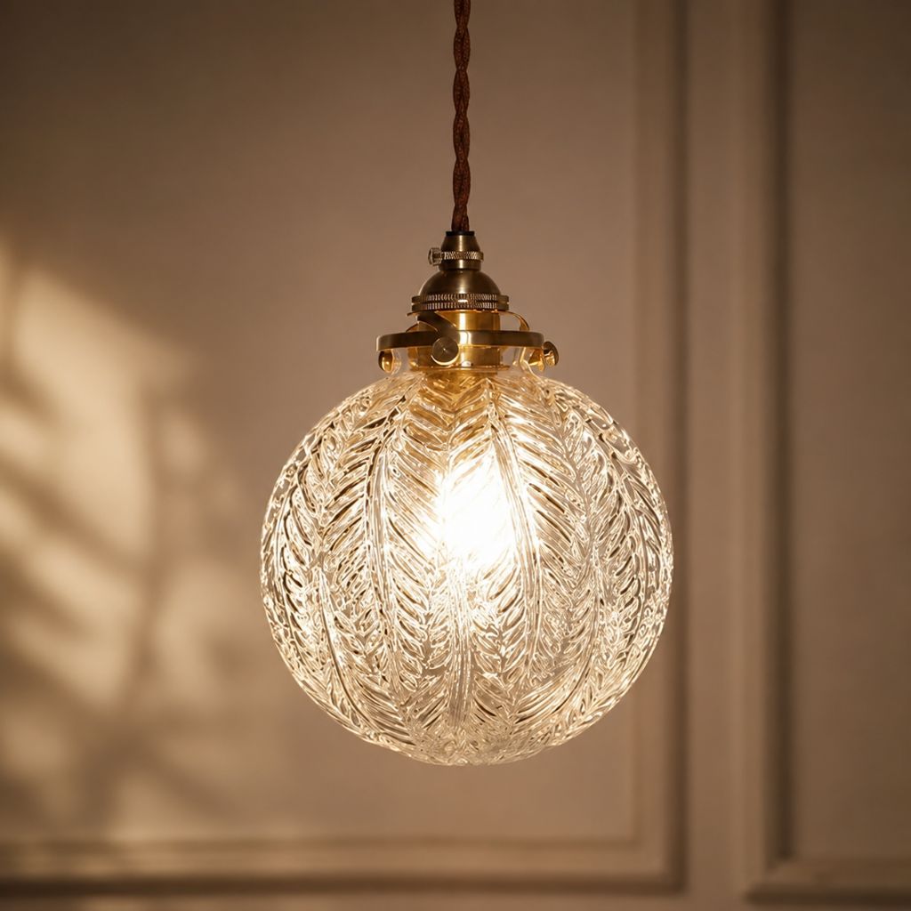 Vintage Colonial Glass Globe Pendant Light