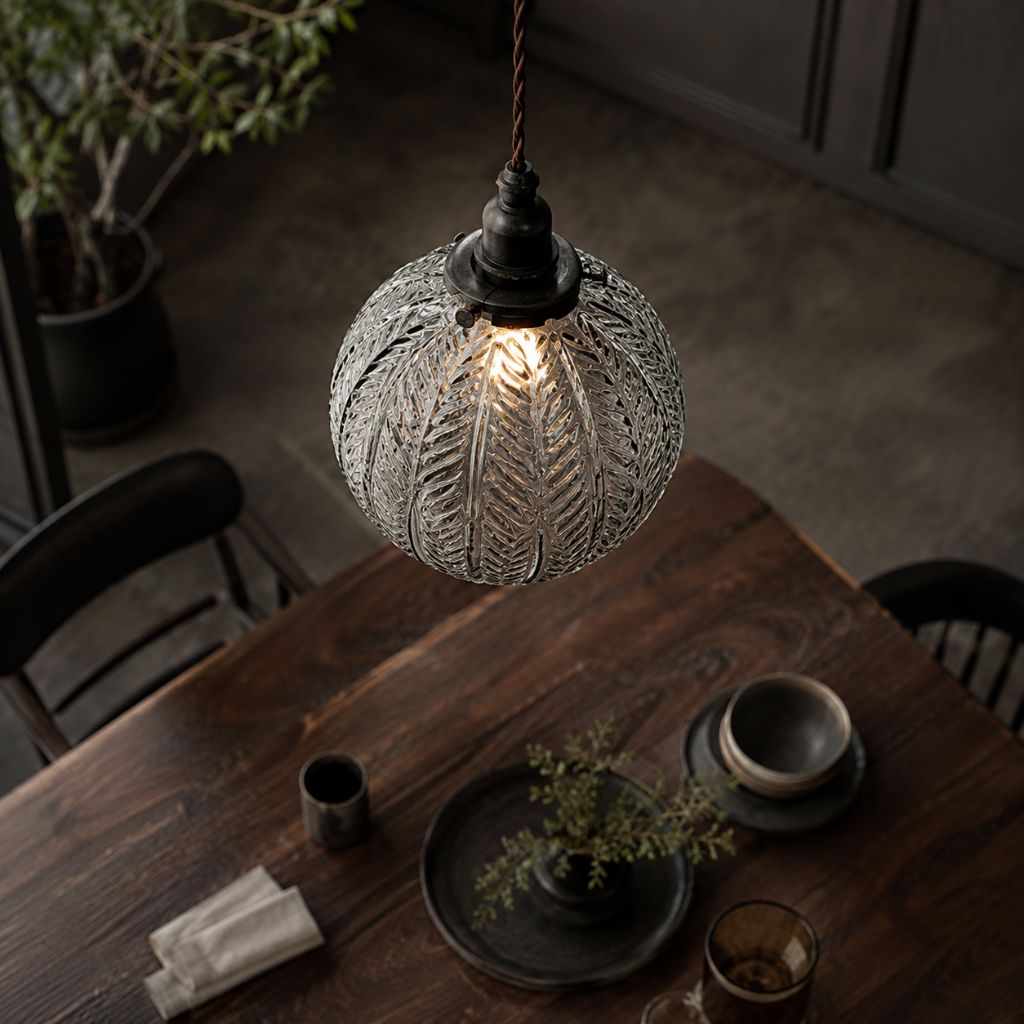 Vintage Colonial Glass Globe Pendant Light