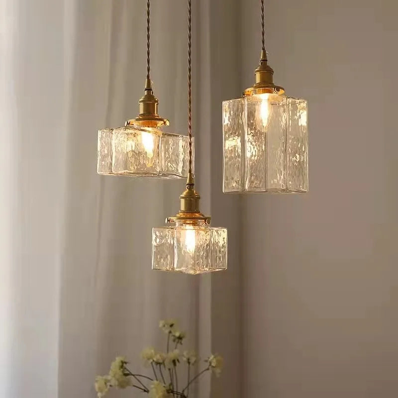 Vintage Glass Stone Pendant Light