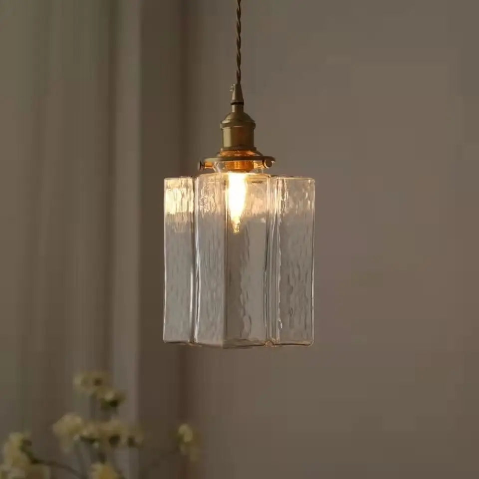 Vintage Glass Stone Pendant Light