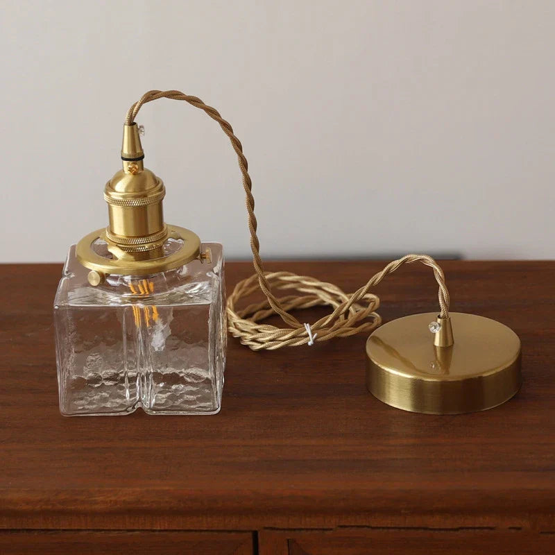 Vintage Glass Stone Pendant Light