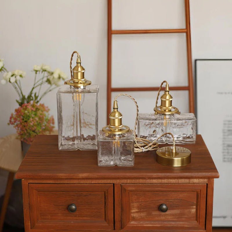 Vintage Glass Stone Pendant Light - Lattea Global
