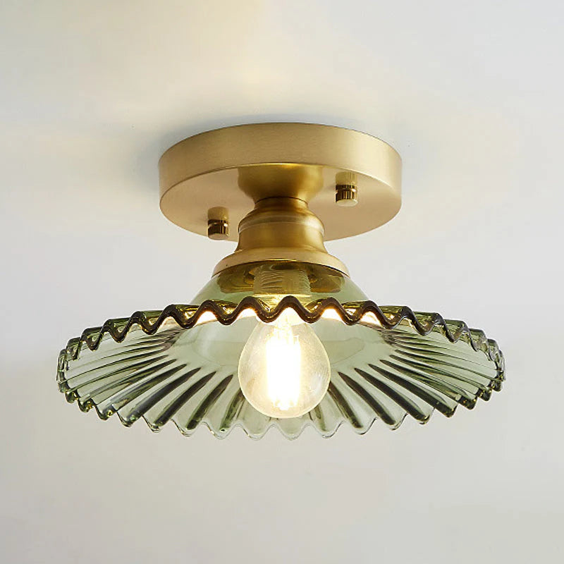 Vintage-Inspired Ribbed Glass Ceiling Lamp