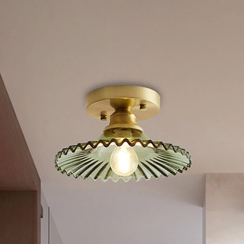 Vintage-Inspired Ribbed Glass Ceiling Lamp