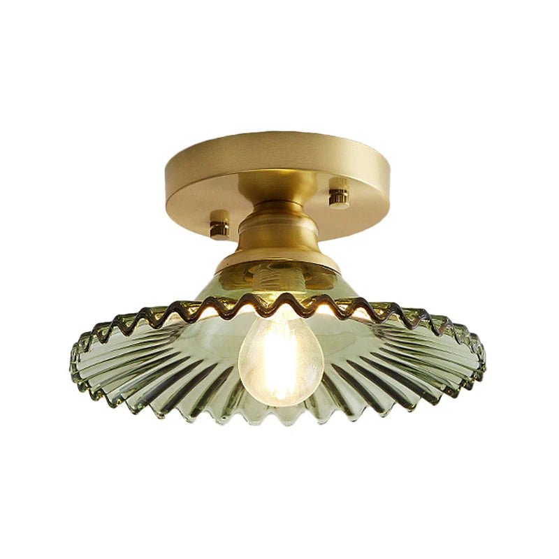 Vintage-Inspired Ribbed Glass Ceiling Lamp