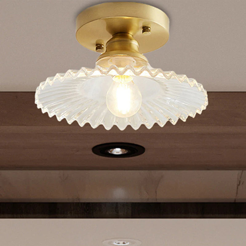 Vintage-Inspired Ribbed Glass Ceiling Lamp