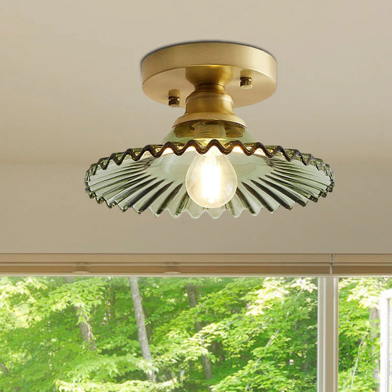 Vintage-Inspired Ribbed Glass Ceiling Lamp