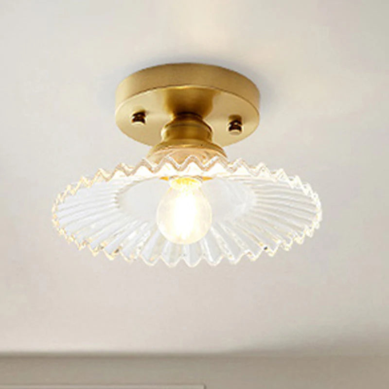 Vintage-Inspired Ribbed Glass Ceiling Lamp